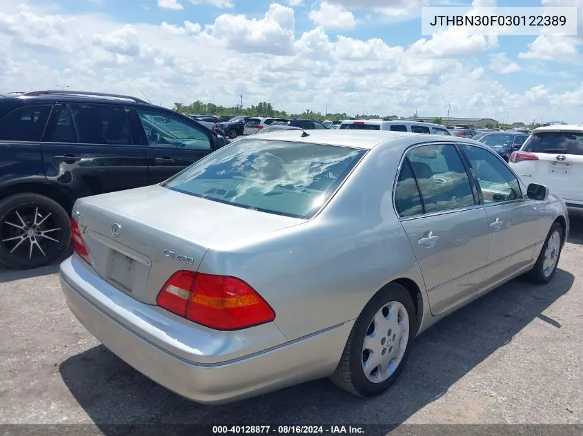 2003 Lexus Ls 430 VIN: JTHBN30F030122389 Lot: 40128877