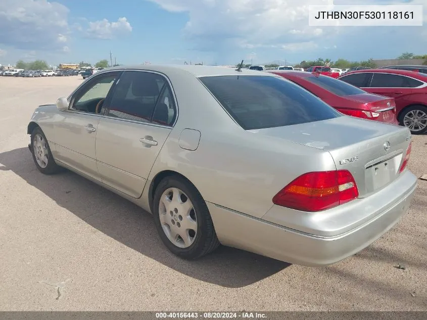 2003 Lexus Ls 430 VIN: JTHBN30F530118161 Lot: 40156443