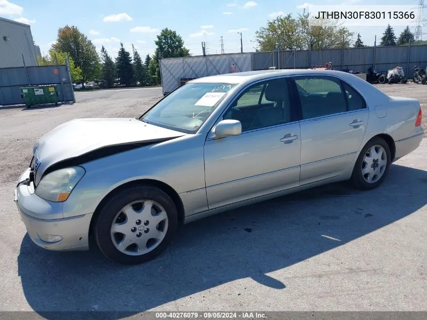 2003 Lexus Ls 430 430 VIN: JTHBN30F830115366 Lot: 40276079