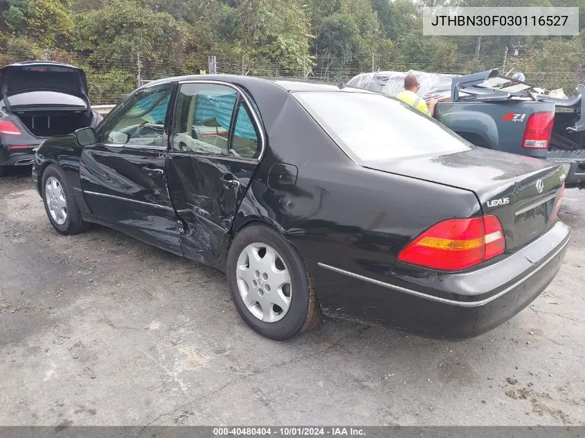 2003 Lexus Ls 430 VIN: JTHBN30F030116527 Lot: 40480404