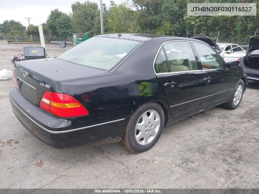 2003 Lexus Ls 430 VIN: JTHBN30F030116527 Lot: 40480404