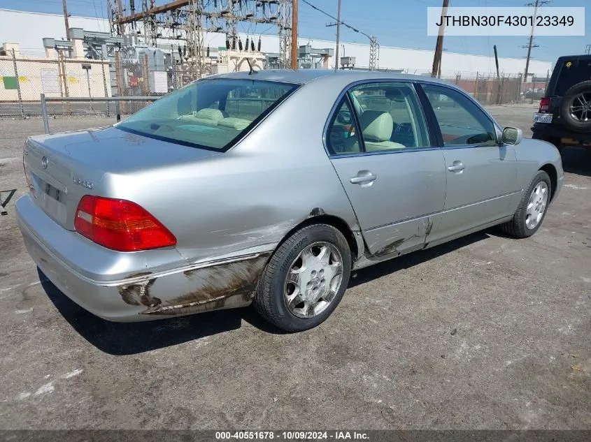 2003 Lexus Ls 430 VIN: JTHBN30F430123349 Lot: 40551678