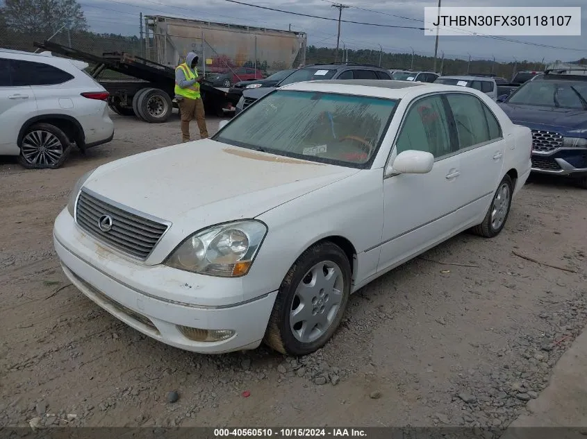 2003 Lexus Ls 430 VIN: JTHBN30FX30118107 Lot: 40560510