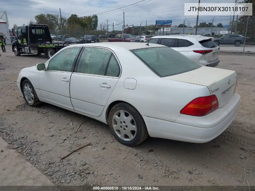 2003 Lexus Ls 430 VIN: JTHBN30FX30118107 Lot: 40560510