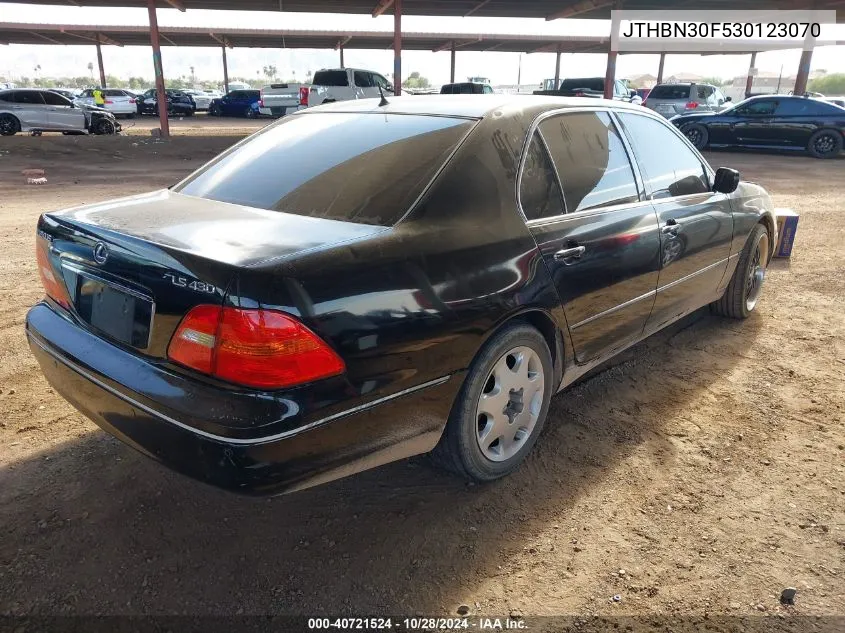 2003 Lexus Ls 430 VIN: JTHBN30F530123070 Lot: 40721524