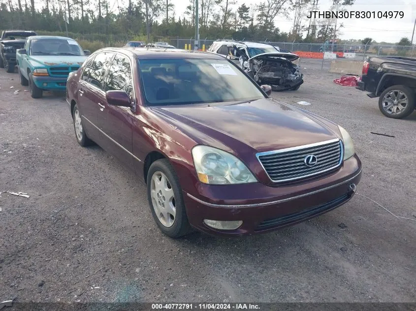 2003 Lexus Ls 430 VIN: JTHBN30F830104979 Lot: 40772791