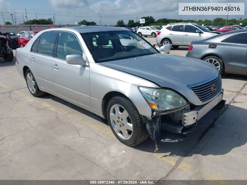 2004 Lexus Ls 430 VIN: JTHBN36F940145016 Lot: 39972340