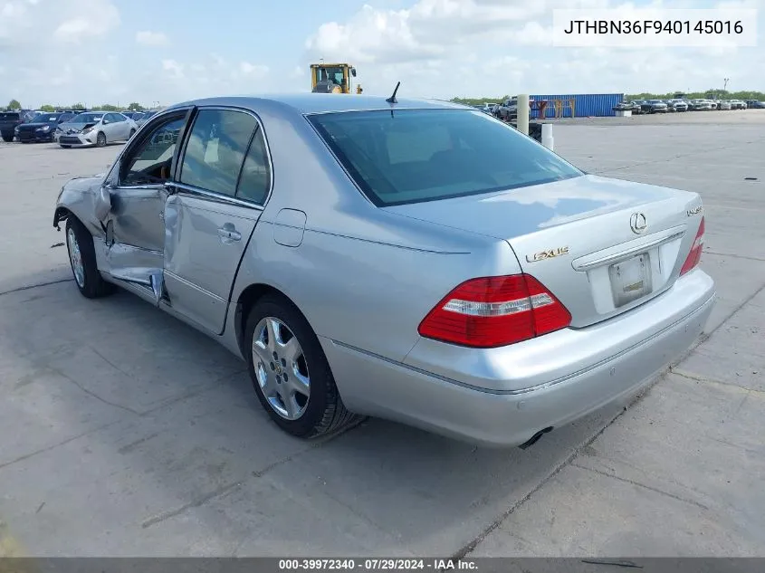 2004 Lexus Ls 430 VIN: JTHBN36F940145016 Lot: 39972340