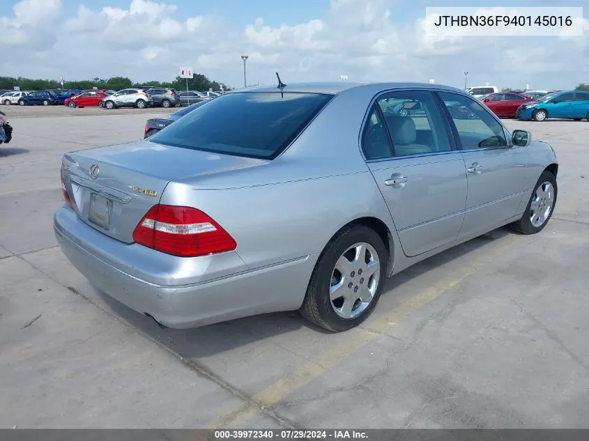 2004 Lexus Ls 430 VIN: JTHBN36F940145016 Lot: 39972340