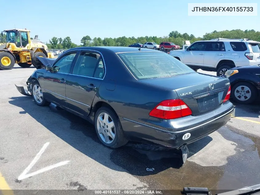 2004 Lexus Ls 430 VIN: JTHBN36FX40155733 Lot: 40151537