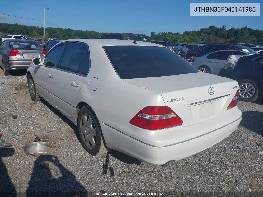 2004 Lexus Ls 430 VIN: JTHBN36F040141985 Lot: 40268010