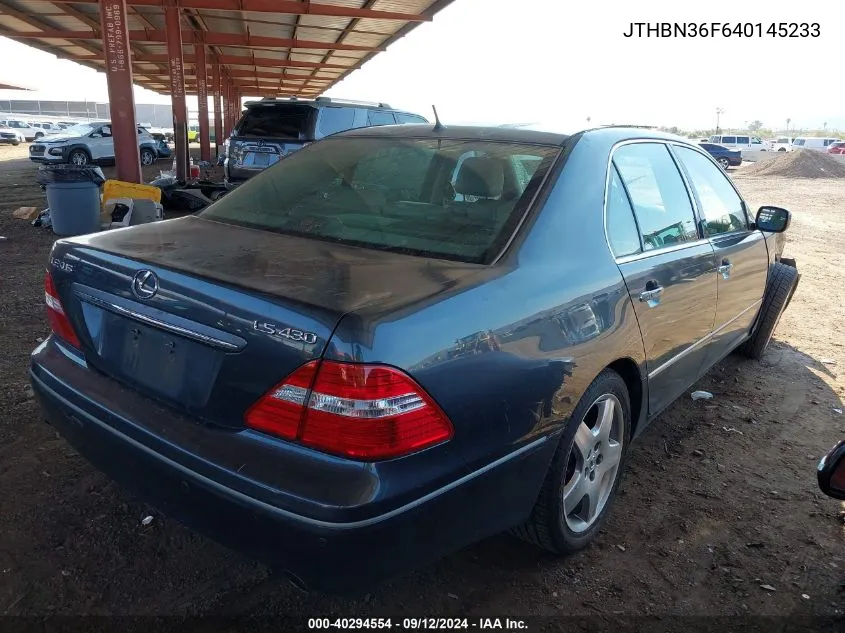 2004 Lexus Ls 430 VIN: JTHBN36F640145233 Lot: 40294554