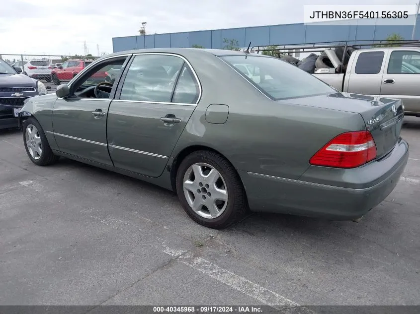 2004 Lexus Ls 430 VIN: JTHBN36F540156305 Lot: 40345968