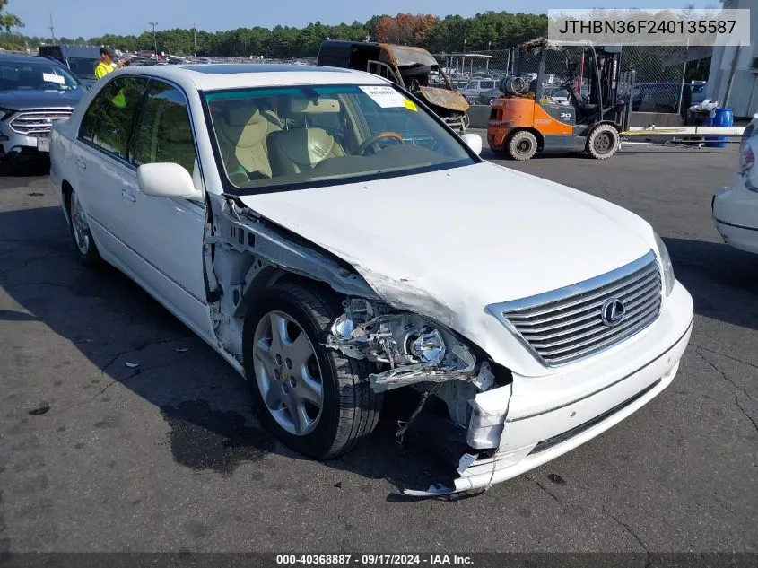 2004 Lexus Ls 430 VIN: JTHBN36F240135587 Lot: 40368887