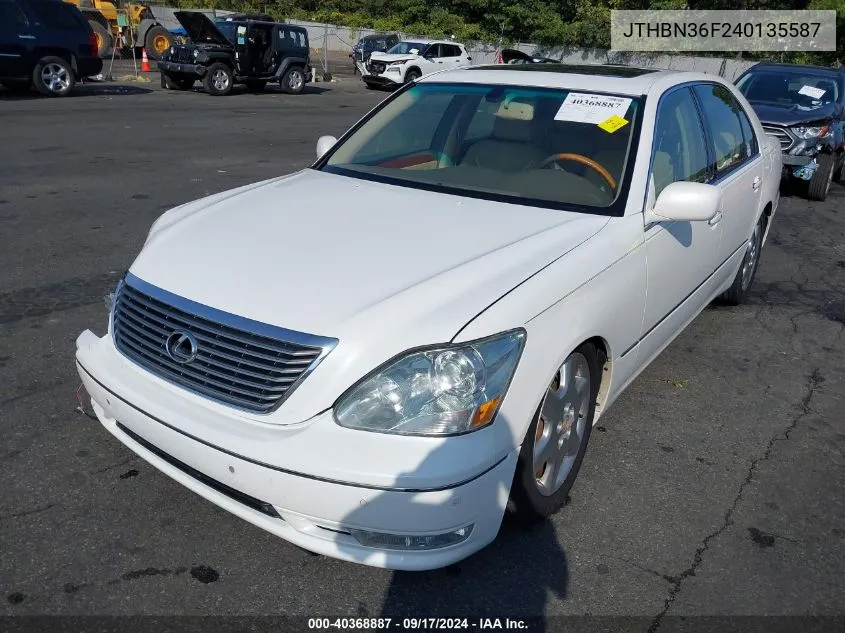 2004 Lexus Ls 430 VIN: JTHBN36F240135587 Lot: 40368887