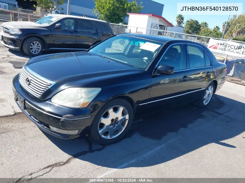 2004 Lexus Ls 430 VIN: JTHBN36F540128570 Lot: 40672355