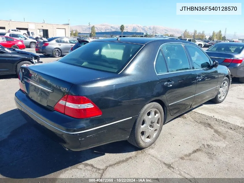 2004 Lexus Ls 430 VIN: JTHBN36F540128570 Lot: 40672355