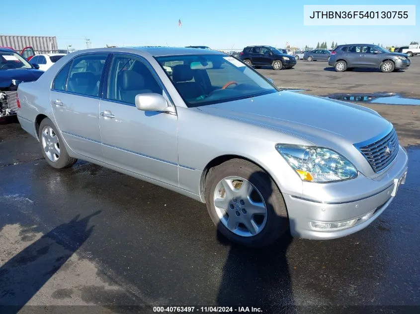 2004 Lexus Ls 430 Base (A6) VIN: JTHBN36F540130755 Lot: 40763497