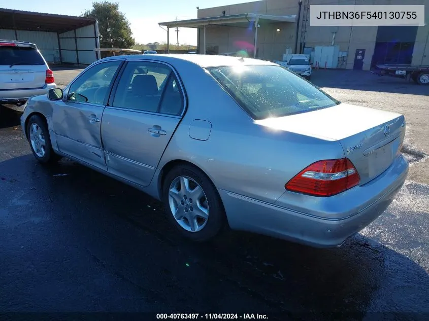 2004 Lexus Ls 430 Base (A6) VIN: JTHBN36F540130755 Lot: 40763497