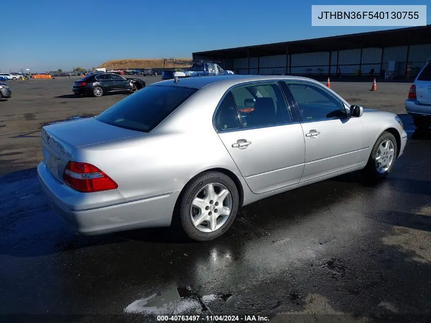 2004 Lexus Ls 430 Base (A6) VIN: JTHBN36F540130755 Lot: 40763497