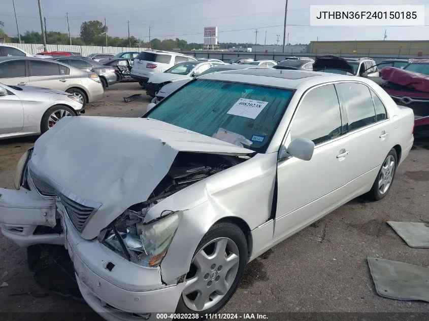 2004 Lexus Ls Base (A6) VIN: JTHBN36F240150185 Lot: 40820238