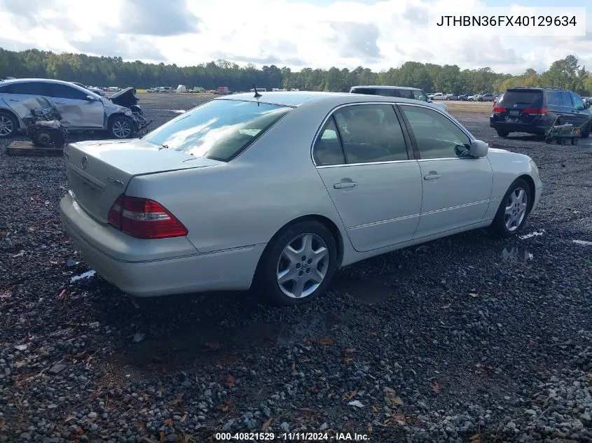 2004 Lexus Ls 430 VIN: JTHBN36FX40129634 Lot: 40821529