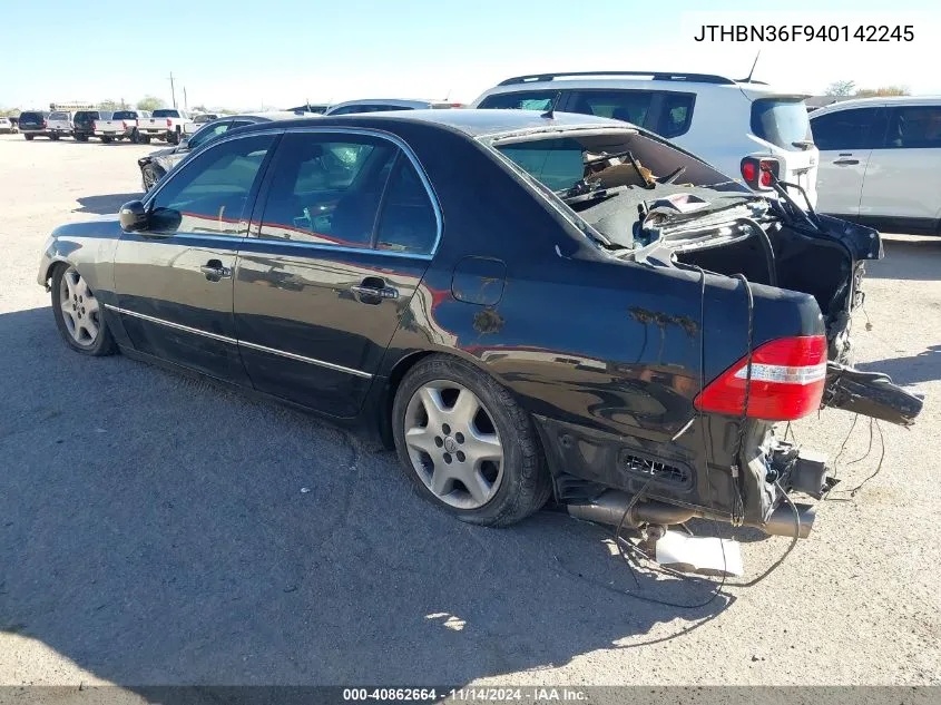 2004 Lexus Ls 430 VIN: JTHBN36F940142245 Lot: 40862664