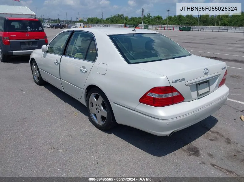 2005 Lexus Ls 430 VIN: JTHBN36F055026324 Lot: 39495565