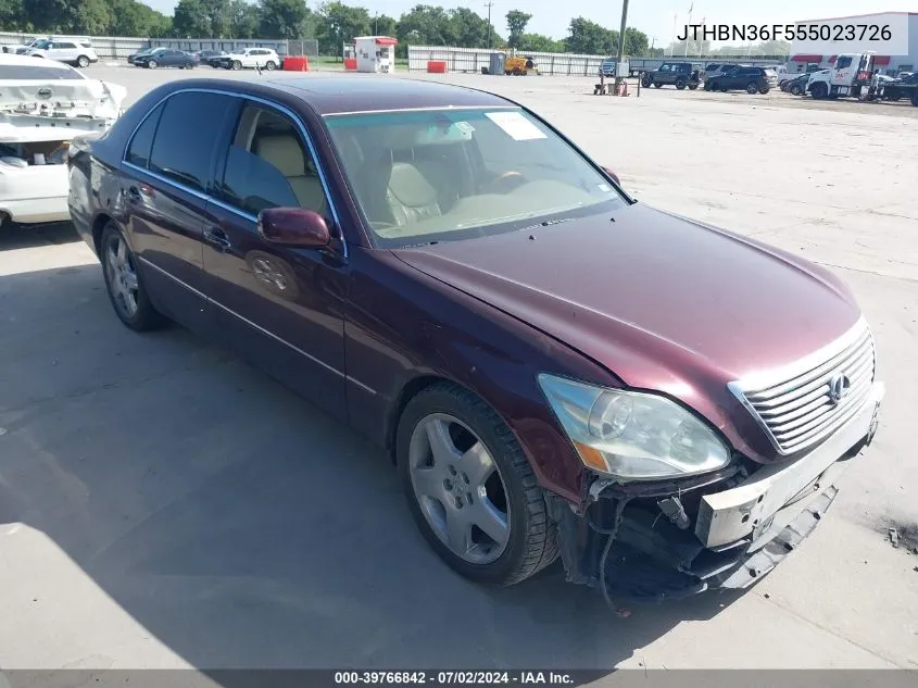 2005 Lexus Ls 430 VIN: JTHBN36F555023726 Lot: 39766842