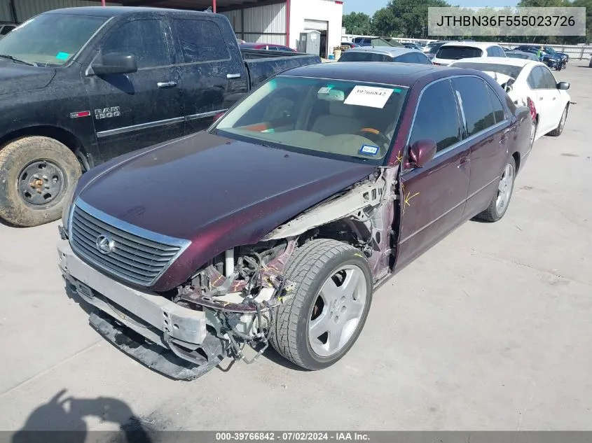 2005 Lexus Ls 430 VIN: JTHBN36F555023726 Lot: 39766842