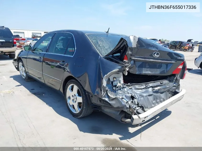 2005 Lexus Ls 430 VIN: JTHBN36F655017336 Lot: 40157573