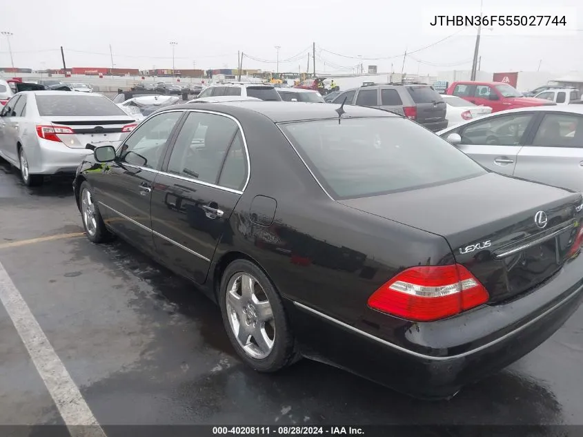 2005 Lexus Ls 430 VIN: JTHBN36F555027744 Lot: 40208111