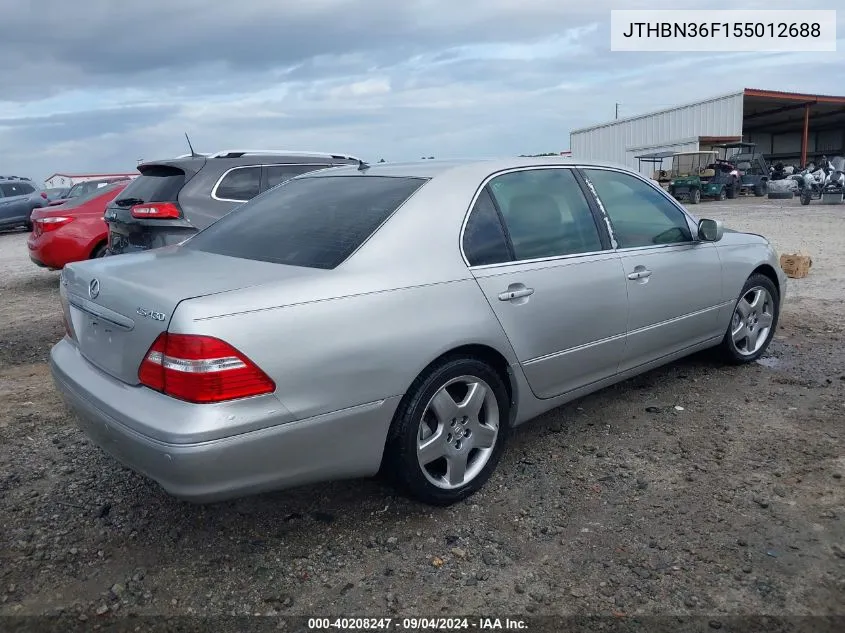 2005 Lexus Ls 430 VIN: JTHBN36F155012688 Lot: 40208247