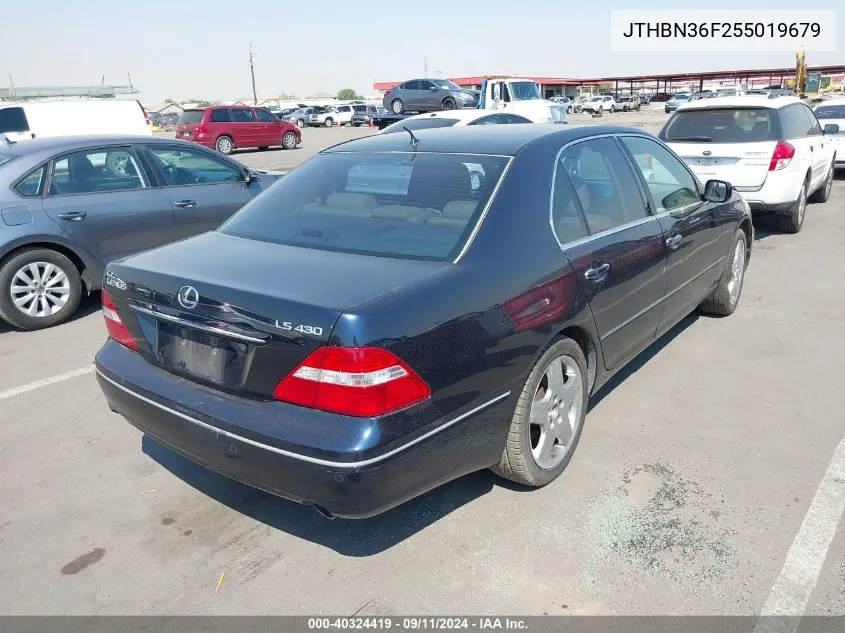 2005 Lexus Ls 430 430 VIN: JTHBN36F255019679 Lot: 40324419