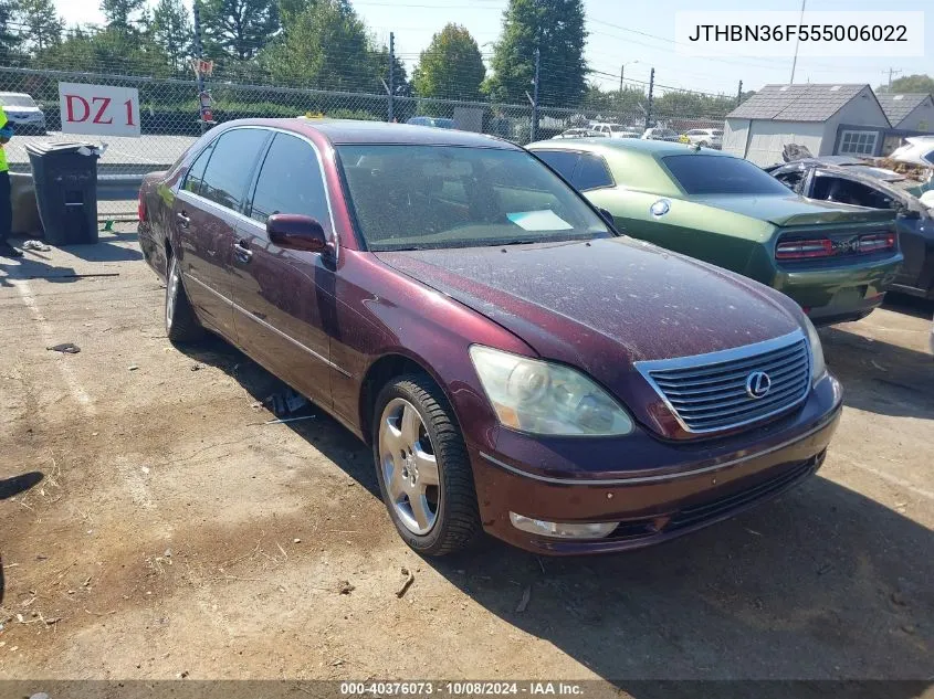 2005 Lexus Ls 430 VIN: JTHBN36F555006022 Lot: 40376073