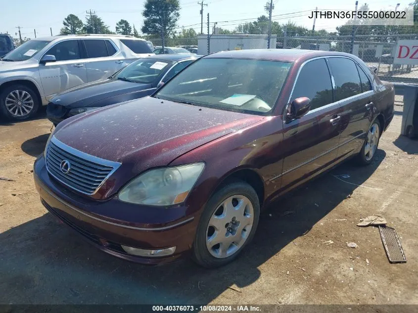 2005 Lexus Ls 430 VIN: JTHBN36F555006022 Lot: 40376073