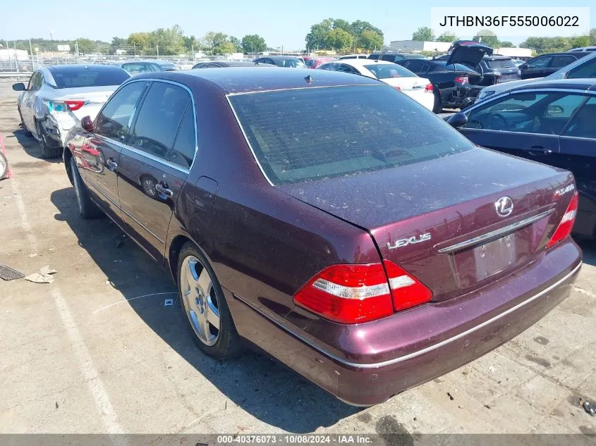 2005 Lexus Ls 430 VIN: JTHBN36F555006022 Lot: 40376073