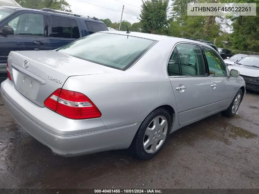 2005 Lexus Ls 430 VIN: JTHBN36F455022261 Lot: 40451455