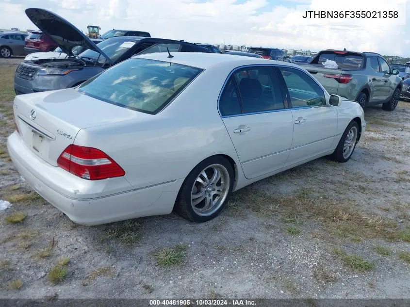 2005 Lexus Ls 430 VIN: JTHBN36F355021358 Lot: 40481905