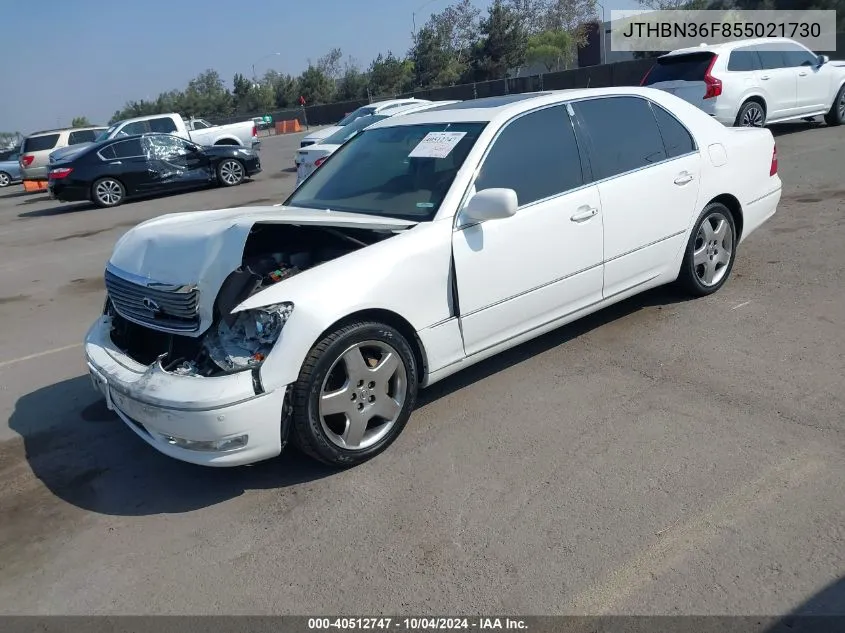 2005 Lexus Ls 430 VIN: JTHBN36F855021730 Lot: 40512747