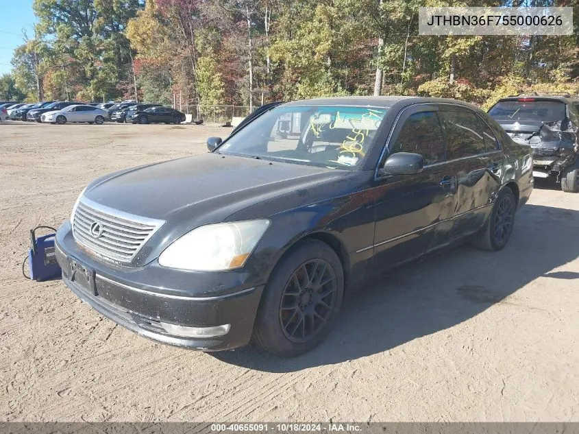 2005 Lexus Ls 430 VIN: JTHBN36F755000626 Lot: 40655091