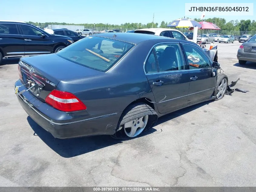 2006 Lexus Ls 430 VIN: JTHBN36F865045012 Lot: 39795112