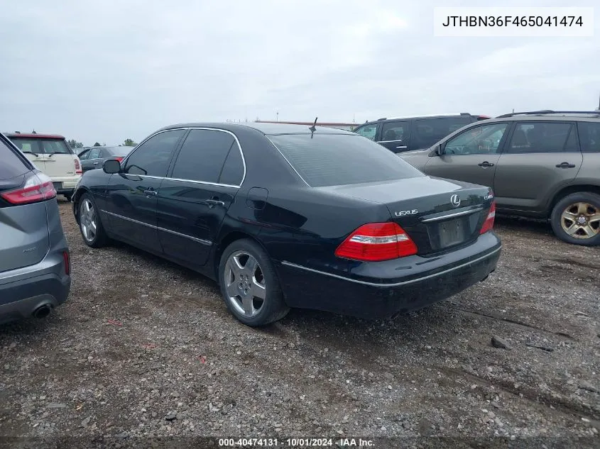 2006 Lexus Ls 430 VIN: JTHBN36F465041474 Lot: 40474131