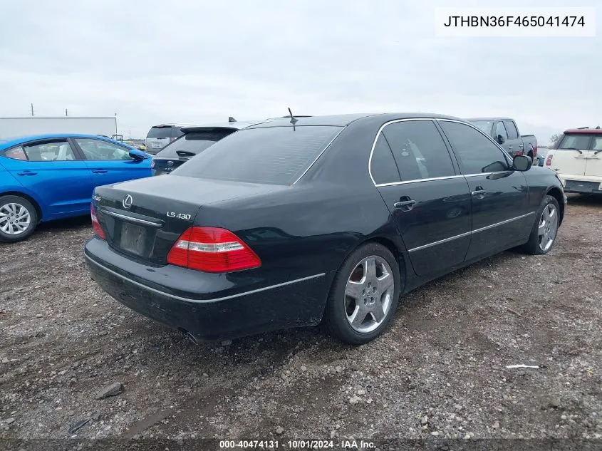 2006 Lexus Ls 430 VIN: JTHBN36F465041474 Lot: 40474131