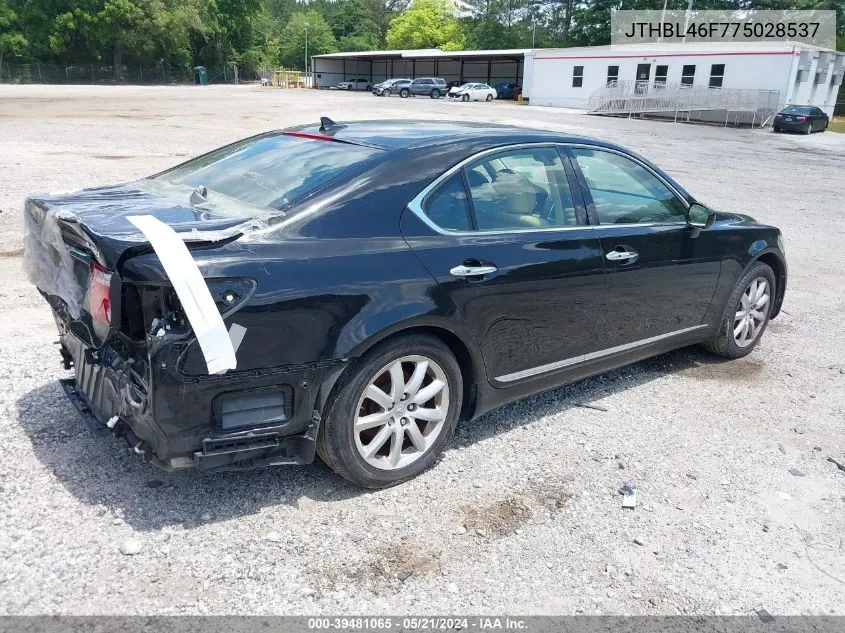 2007 Lexus Ls 460 VIN: JTHBL46F775028537 Lot: 39481065