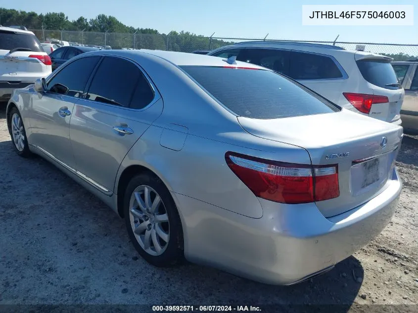 2007 Lexus Ls 460 VIN: JTHBL46F575046003 Lot: 39592571