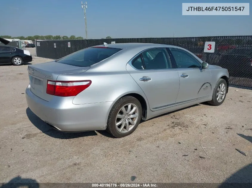 JTHBL46F475051547 2007 Lexus Ls 460