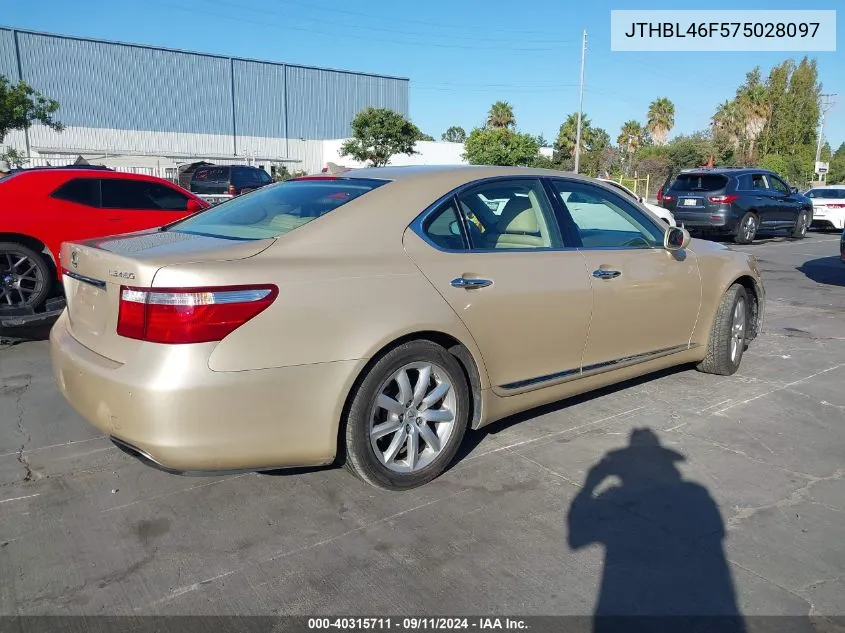 2007 Lexus Ls 460 VIN: JTHBL46F575028097 Lot: 40315711