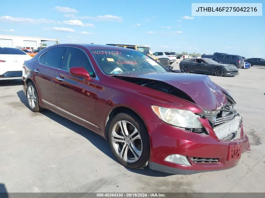 2007 Lexus Ls 460 VIN: JTHBL46F275042216 Lot: 40394330