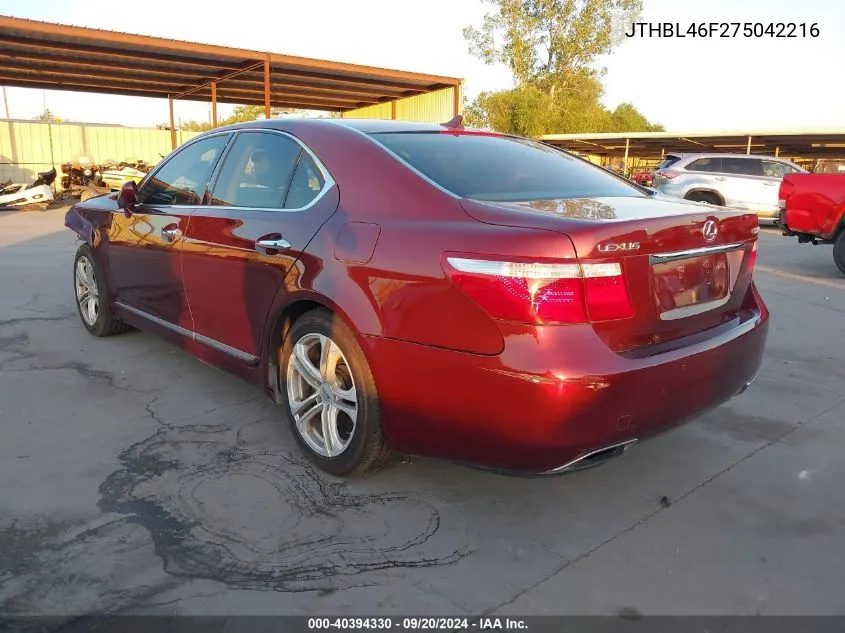 2007 Lexus Ls 460 VIN: JTHBL46F275042216 Lot: 40394330